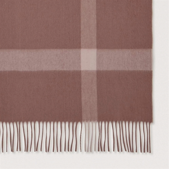 Mulberry Large Check Merino Wool Scarf Autumnn Rose & Powder Rose 